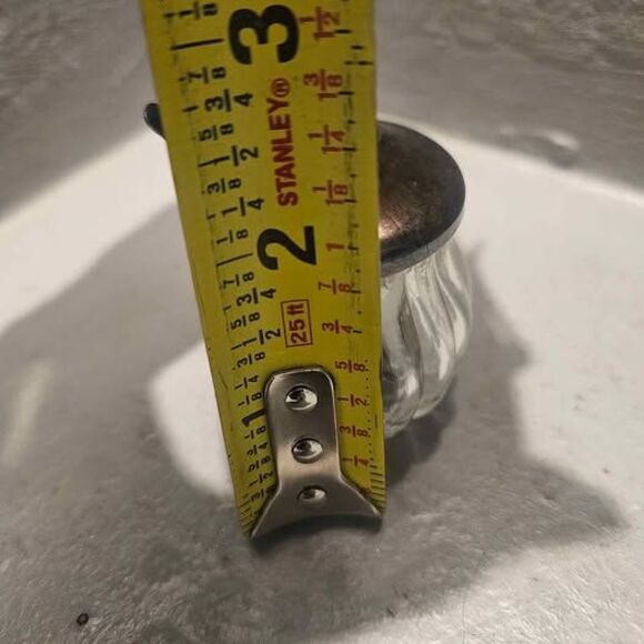 Silver Plated And Glass Sugar Bowl with Spoon 2" - Picture 2 of 3